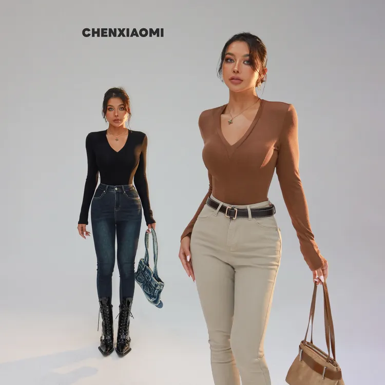 【蜜蜜家】厢房梦 欧美辣妹显瘦修身百搭时尚秋冬上衣 25/Z642