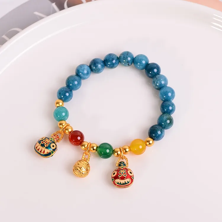 铜合金手链  烧蓝吉祥三宝吞金兽串珠手链女轻奢高品质手环送礼物