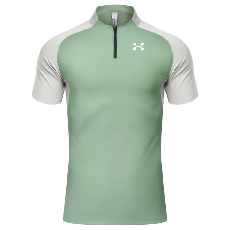 奥莱折扣时尚春夏季户外运动半拉链速干短袖骑行上衣轻奢痞帅男装