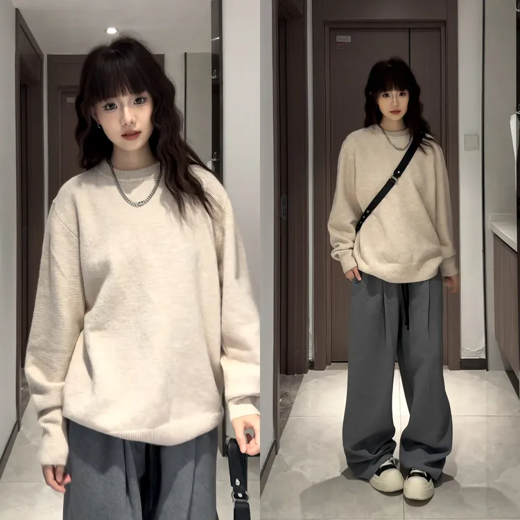 cleanfit毛衣男秋冬季新款打底衫慵懒风松弛感内搭针织衫卫衣美式