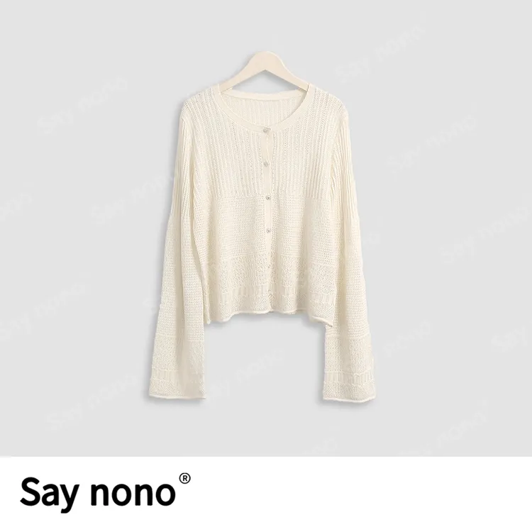 懒猫nono│圆领长袖烫钻开衫/SY992561