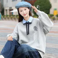 【初中生】卫衣女假两件学院风甜美高中学生大童上衣校园风春秋季