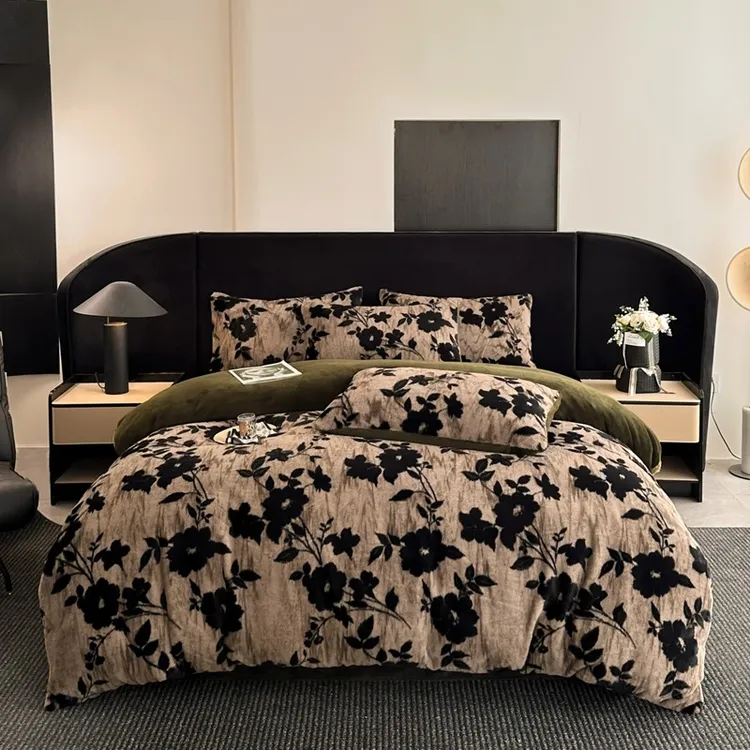 兔毛牛奶绒床上四件套2025新款秋冬季双面加绒珊瑚绒床单被套