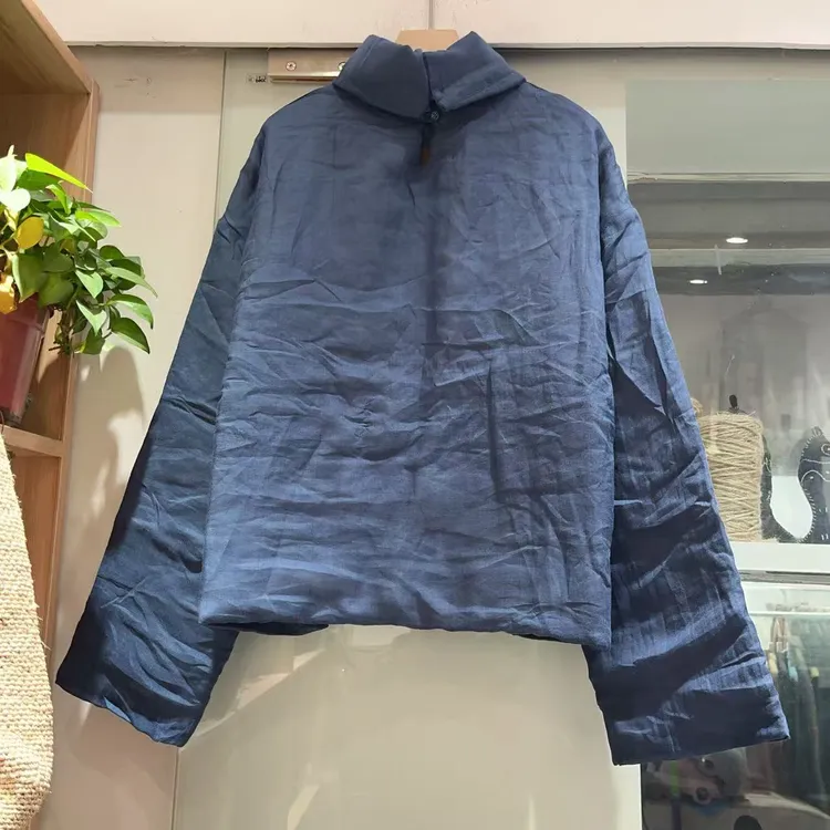 苎麻夹棉套头款堆堆领（衣长58）