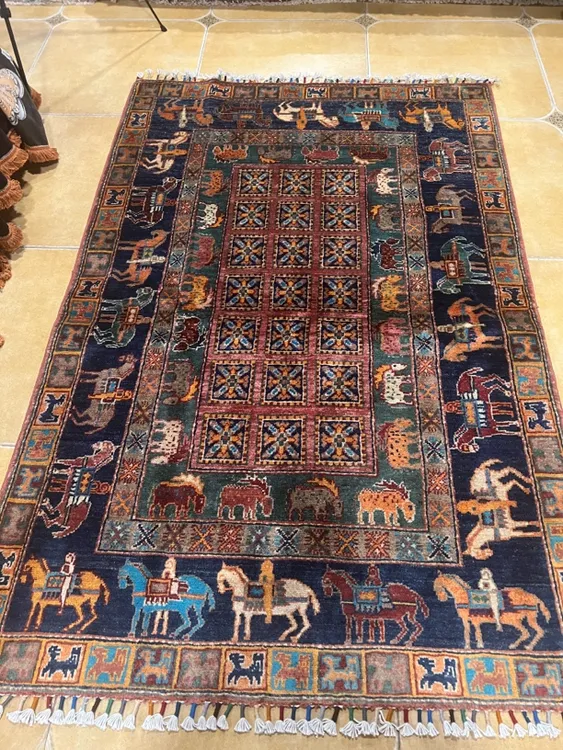 阿富汗手工羊毛地毯121 x185