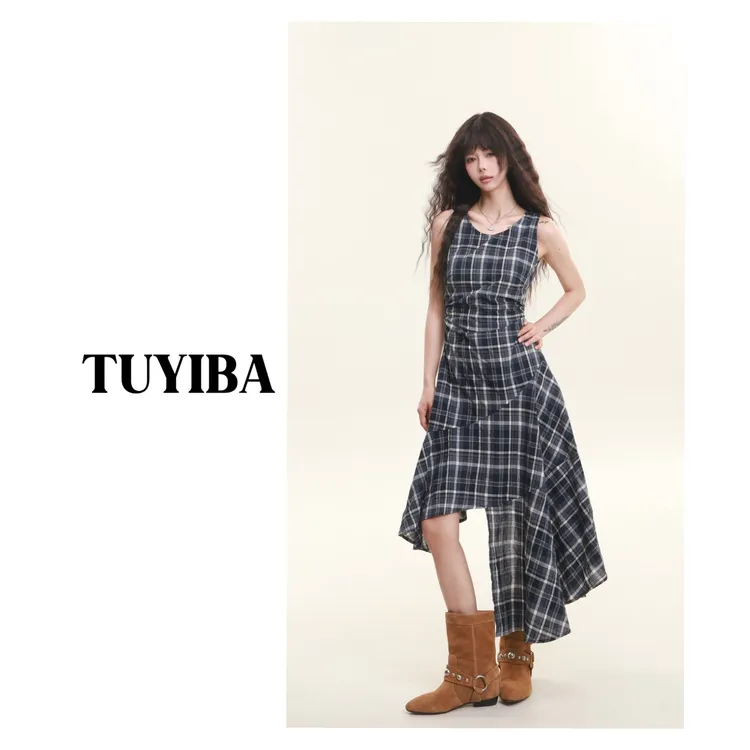 【兔兔】连衣裙女气质设计感显瘦小众不规则A字裙长裙2667