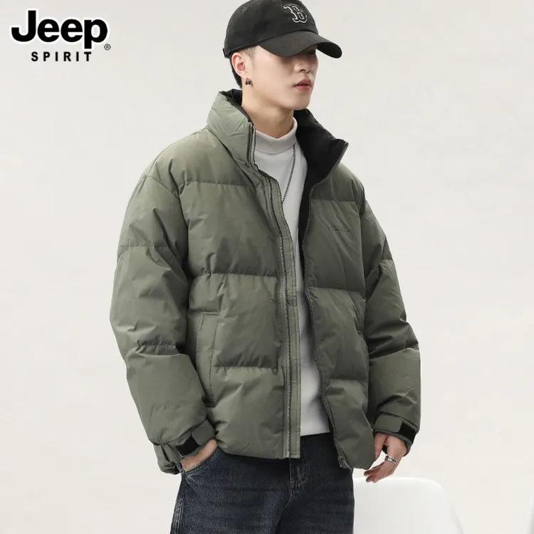 JEEPSPIRIT吉普冬季日系极简风立领羽绒服男宽松90白鸭绒保暖滑雪