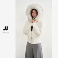 H1553【雾中雪境】冬季羽绒服百搭显瘦连帽休闲感收腰外套女