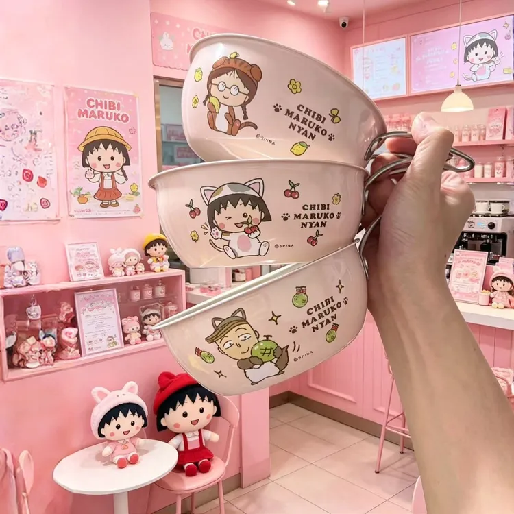 莫莫专属【正版授权】樱桃小丸子304不锈钢手柄碗家用沙拉碗饭碗可爱漂亮碗