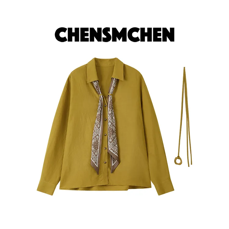 CHENSMCHEN 时尚简约长袖薄款衬衫女气质宽松显瘦衬衣CSC7441WL