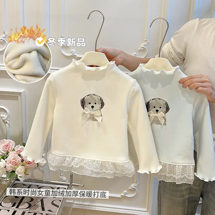 新款6-12岁女童加绒加厚卫衣打底衣女宝宝秋冬季儿童潮款童装