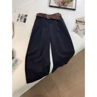 【女王洛克】半松紧腰休闲百搭加绒加厚阔腿裤韩版简约裤子LK82638