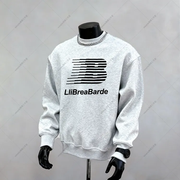 加绒加厚冬款圆领卫衣潮流大把条纹B黑印花套头内搭保暖花灰外套