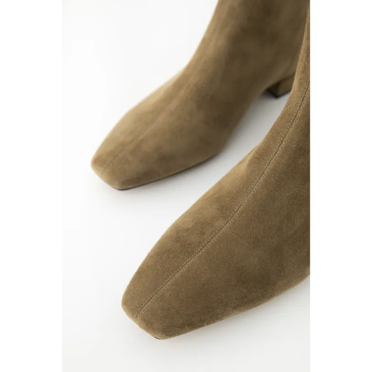 BAYBERYL老贝方头粗跟踝靴加绒气质通勤冬时尚短靴DD5K2808-12/3