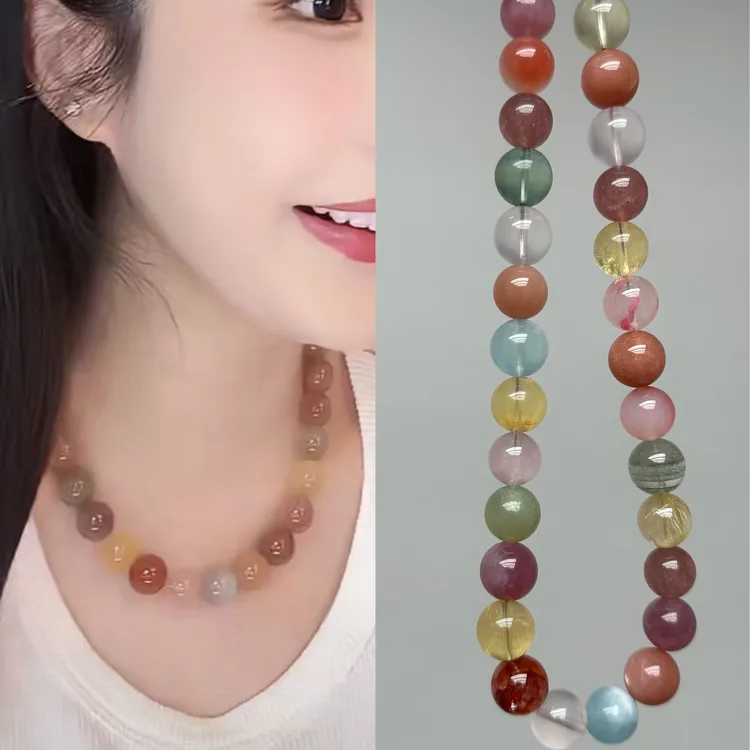 韦雪同款水晶项链黄水晶金发晶红胶花送闺蜜礼物饰品