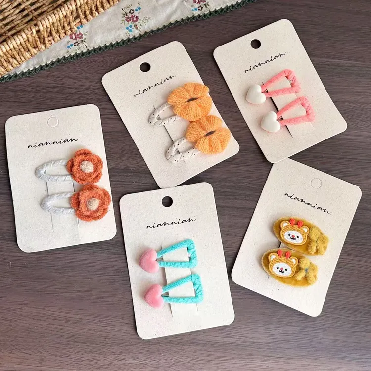 niannian念念家2025秋新款发夹毛线花朵儿童BB夹甜美可爱刘海夹