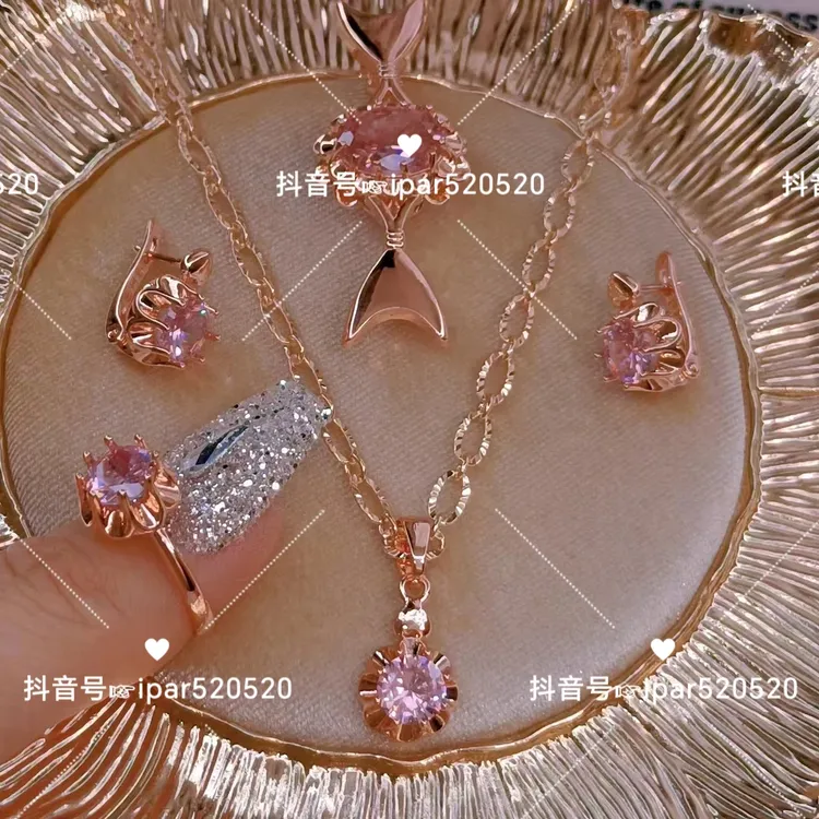 铜合金莫桑石吊坠 精致气质链子饰品轻奢水晶项链耳环戒指胸针