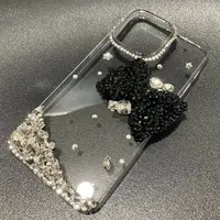 名媛风闪钻黑蝴蝶结适用于苹果iPhone16promax手机壳15高级感14