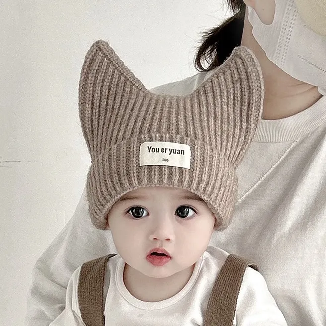 【小布丁】婴儿毛线帽可爱尖角套头帽子小月龄宝宝秋冬保暖针织帽潮