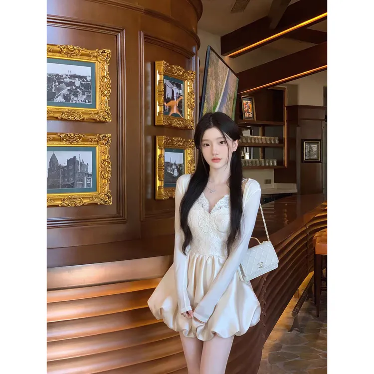 午后芭蕾 精致蕾丝女生韩系ins衣服吊带裙秋季时尚套装女修身开衫