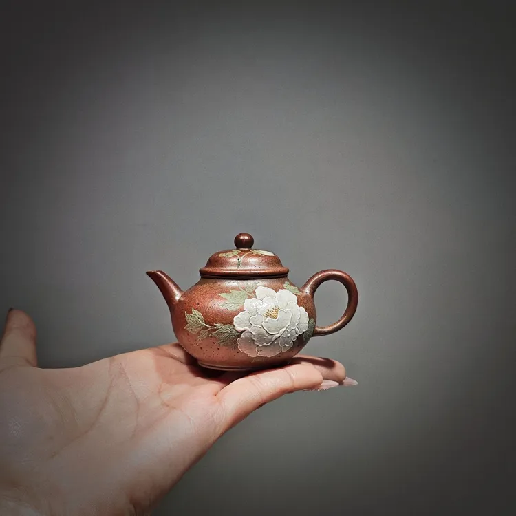 新品【小水平】围炉夜话高端茶器胭脂红柴烧泥绘小水平70cc