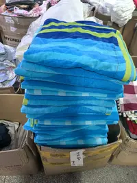《厚广家》3楼80×160海蓝色条纹一面拉绒全棉浴巾 发1张微瑕疵