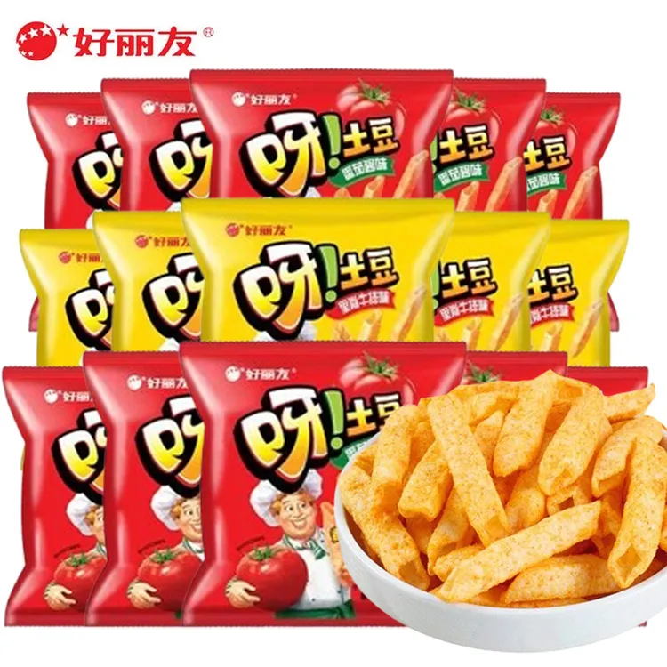 好丽友呀土豆薯条番茄味牛排味膨化儿童休闲小吃零食解馋薯片12g