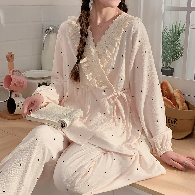 月子服春秋产后精梳棉大码哺乳孕妇睡衣产妇夏季薄款待产喂奶套装