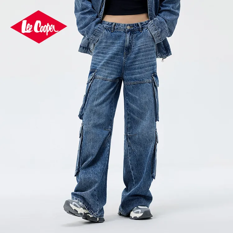 【孟子义同款】Lee Cooper/李库珀 工装裤女春夏直筒长裤牛仔裤