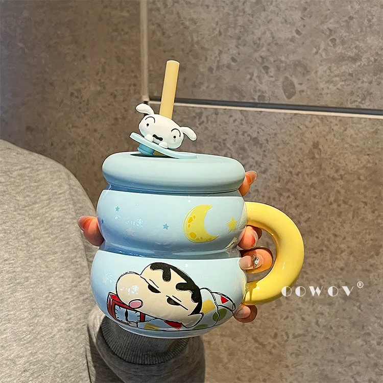 蜡笔小新联名马克杯女生高颜值新款家用陶瓷杯情侣咖啡杯生日礼物