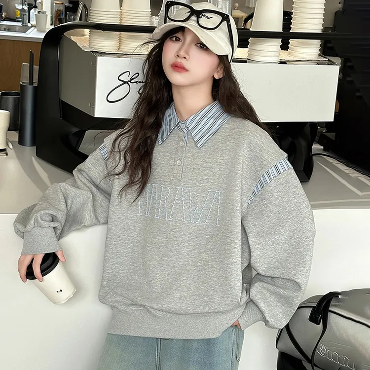 女童卫衣春秋款6-12岁潮款洋气儿童休闲衣服春装中大童假两件上衣