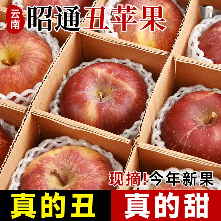 正宗云南昭通市丑苹果水果新鲜整箱当季富士糖心苹果红露绍通包邮