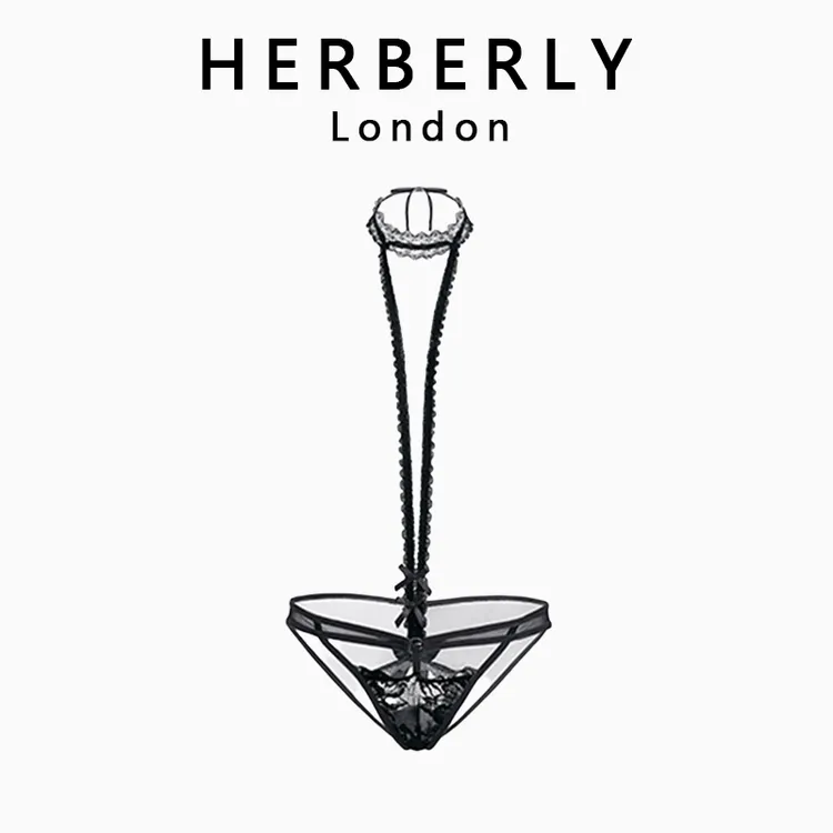 英国 HERBERRY 性感纯欲风蕾丝挂脖内裤内搭镂空低腰诱惑三角裤女