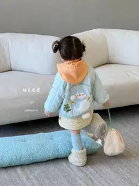 女童蓝色卡通夹棉外套（YX-K2935-冬A）汉服散