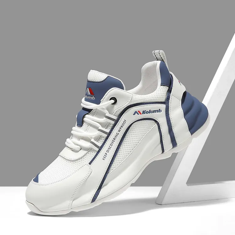 kolumb/哥仑步头层牛皮休闲男鞋夏日网面透气户外运动老爹鞋3605