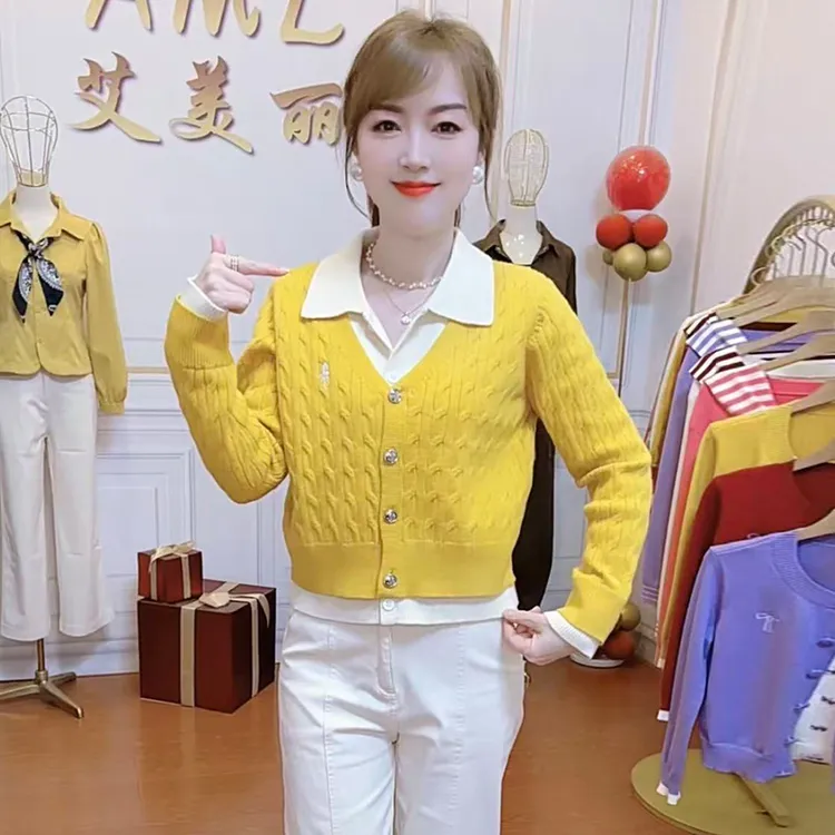 潮流百搭针织衫女2025年秋季新款洋气减龄设计感显瘦针织开衫上衣