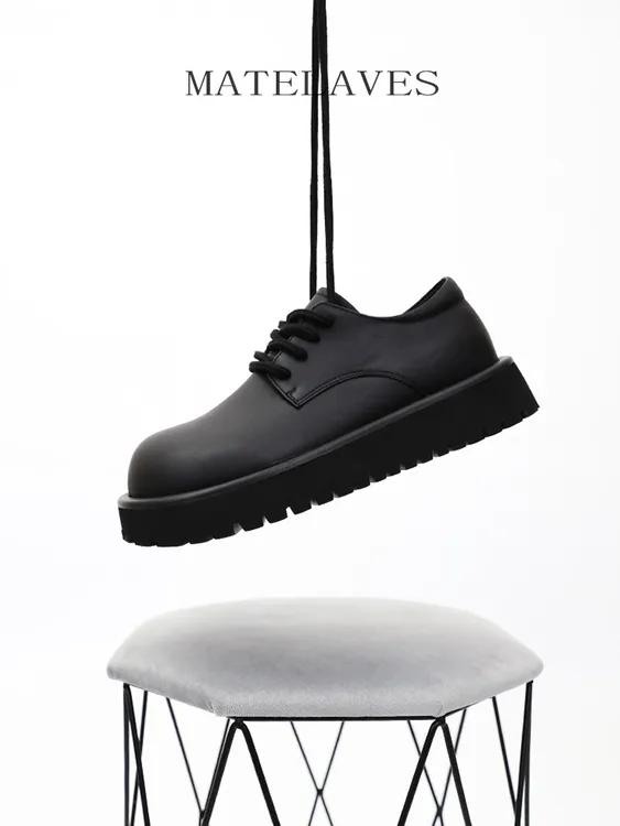 大头皮鞋男厚底增高德比鞋小众歪头复古哑光舒适轻质男士休闲皮鞋