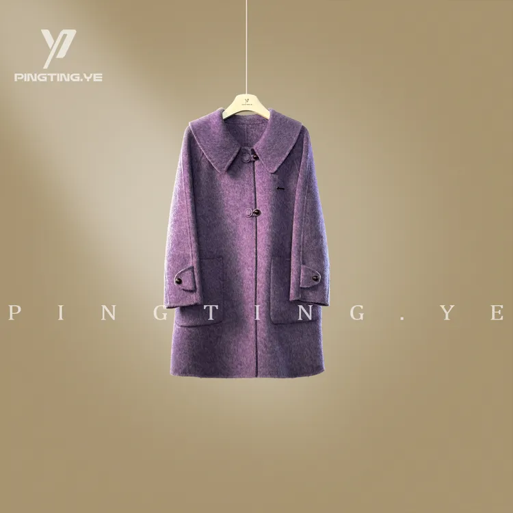 PINGTING.YE“100绵羊毛”简约复古小众时髦手工双面大衣25929