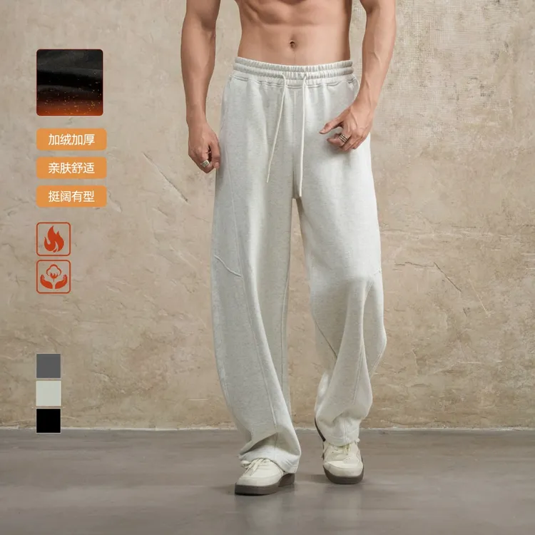 鹿家门休闲宽松大码运动裤男健身长裤美式重磅弯刀卫裤