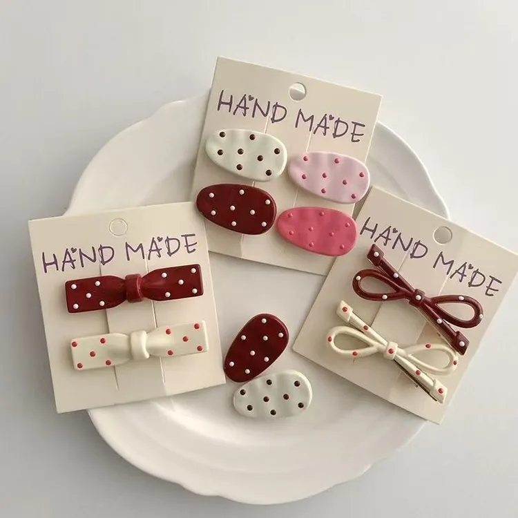 安哥拉红波点发夹可爱少女侧边刘海夹（盲勺的快乐谁懂啊！）