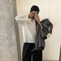 C/z6626 韩系简约小狗刺绣宽松圆领长袖T恤（衣长63）9-14
