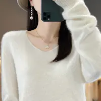 一线成衣V领纯毛羊毛衫打底衫宽松百搭