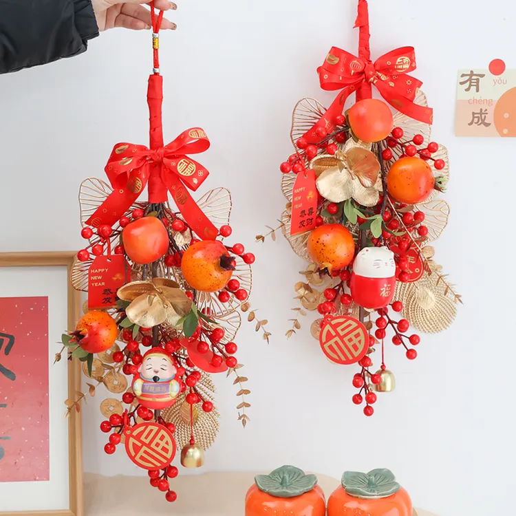 新年发财果挂件手工diy花艺材料包春节氛围装饰客厅玄关门挂布置