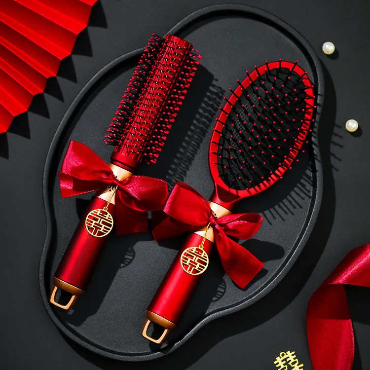 结婚梳子红色气垫梳喜梳子2026新款女方陪嫁物品高档婚礼用品大全