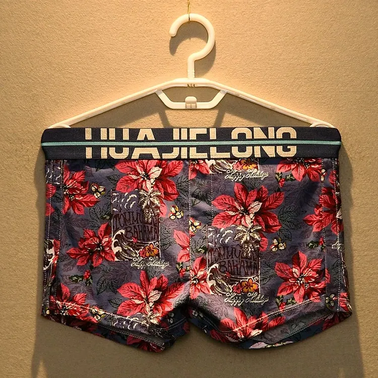 EONMEBIWNT宽松男士内裤夏季印花平角裤U囊袋青年潮男四角裤头