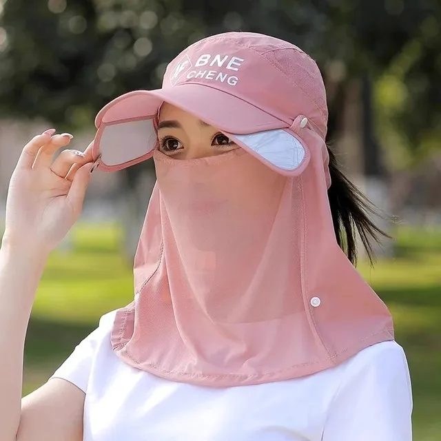 防紫外线伸缩太阳帽女面纱遮脸女骑车防尘防晒帽防风防吹遮阳帽子