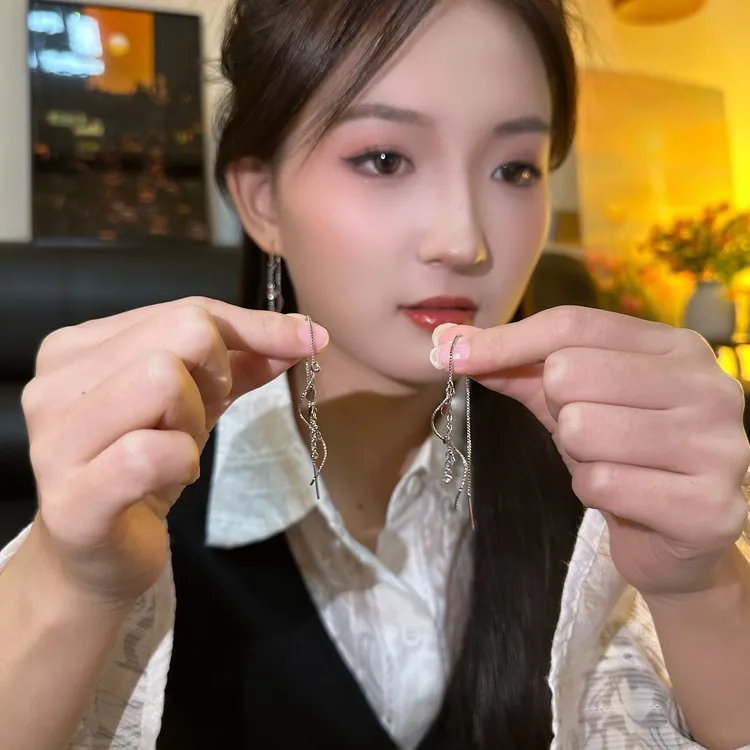 铜合金耳饰 「水波纹耳线」简约百搭耳环ins轻奢耳饰小众时尚