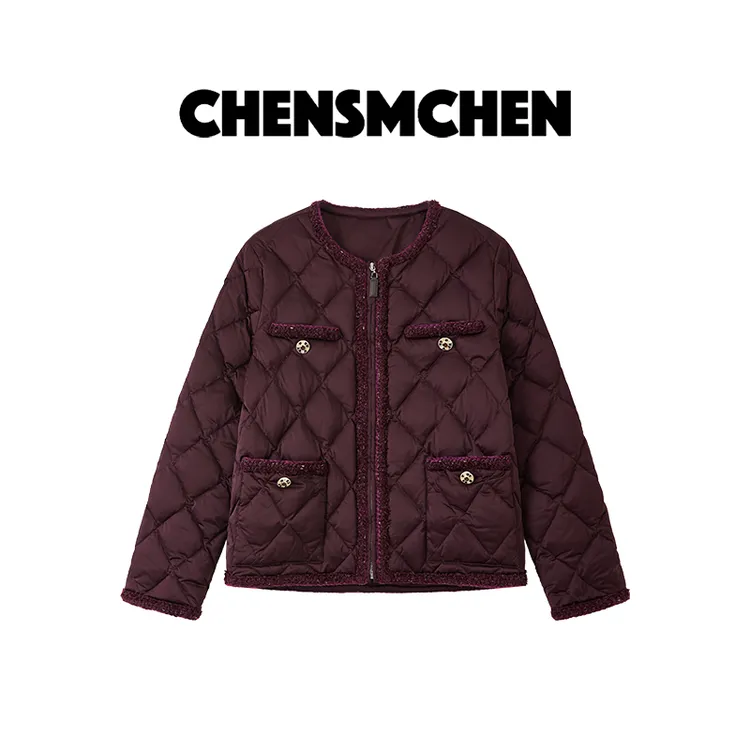 CHENSMCHEN 时尚设计感小香风鹅绒服女保暖百搭羽绒服CSY9790LC