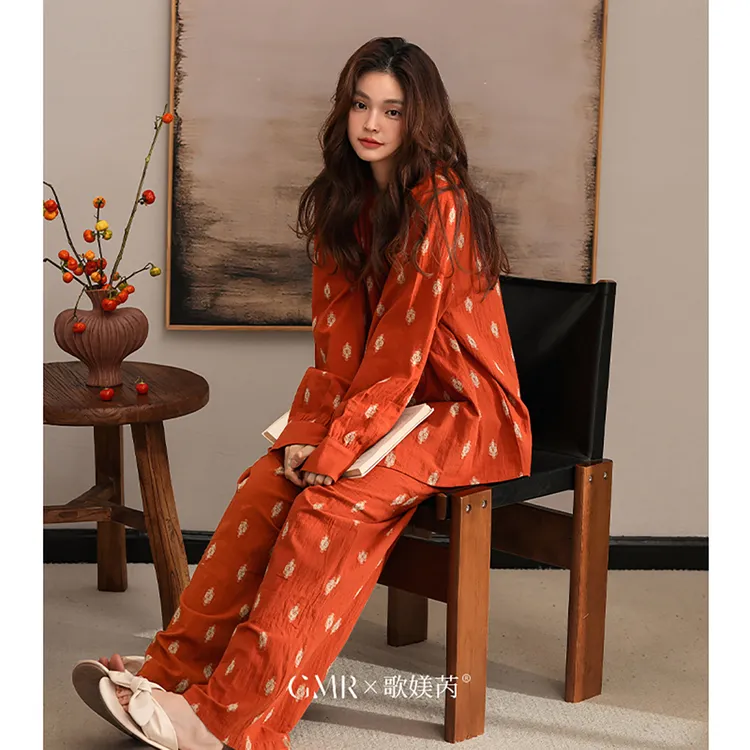 2025春秋新款睡衣女宽松纯棉家居服蛇年长袖长裤小众设计款套装