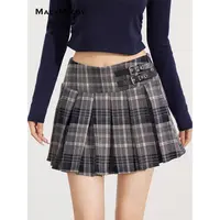 【熊小姐专属】MacyMccoy毛呢百褶半裙女显瘦显腿长高腰A字短裙潮